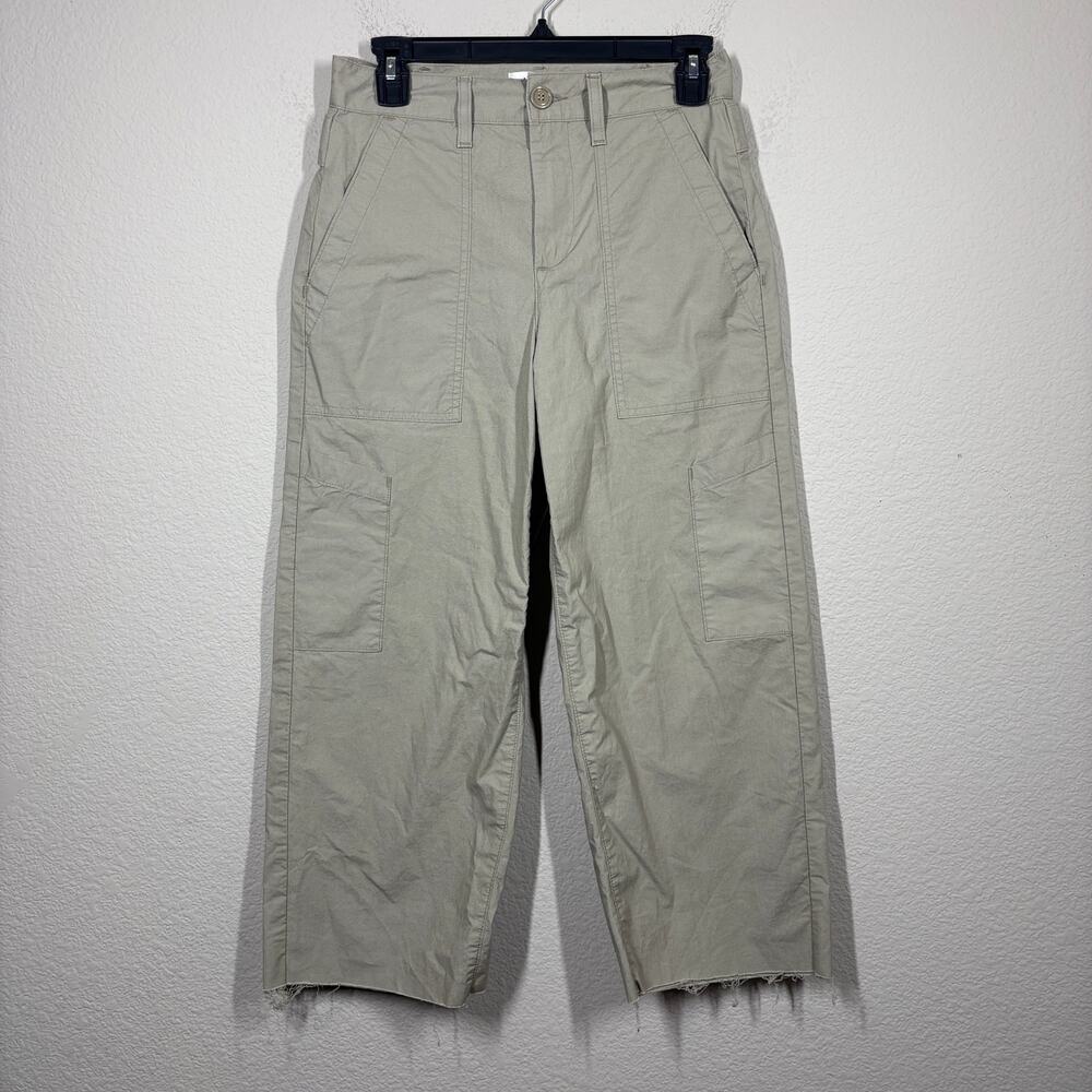 Agolde Womens Size 24 Daria Utility Crop Pants Khaki Cotton Blend Raw Hem Pocket